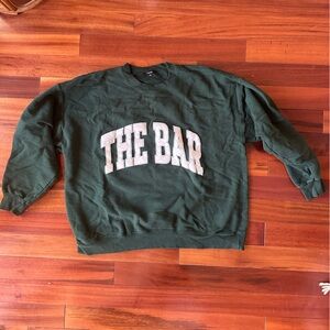The Bar Crewneck Sweater in Forest Green